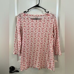 Vineyard Vines Women’s Nautical Rope Orange 3/4 Sleeve Shirt Size SM